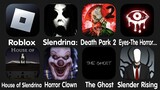 Roblox, Slendrina The School, Death Park 2, Eyes The Horror Game, House of Slendrina, Horror Clown..
