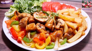 SUB, Ngon bất ngờ với Nấm Lúc Lắc Khoai Tây chiên giòn, ăn Chay hay mặn đều được, Vegan, Vanh Khuyen