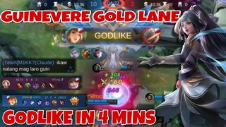 GUINEVERE GODLIKE IN 4 MINS! 🔥 | GOLD LANE | TOP GLOBAL | BEST BUILD | MOBILE LEGENDS