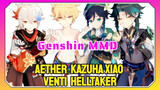 [Genshin  MMD]  Aether, Kazuha, Xiao & Venti  [Helltaker]