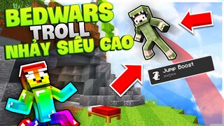 KHANGG THỬ THÁCH BEDWARS NHẢY SIÊU CAO TROLL TEAM ĐỊCH MINECRAFT *KHANGG BỊ NOOB TROLL SIÊU CAY