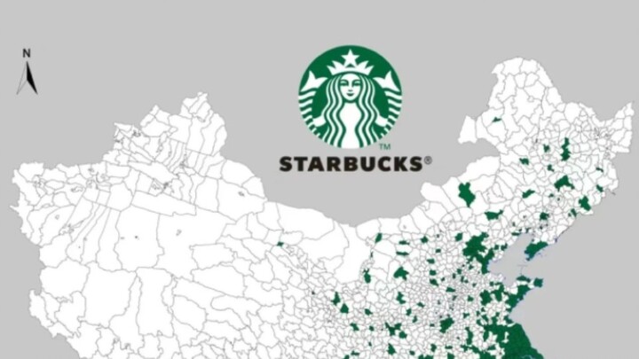 Bản đồ bố trí của Nayuki, Luckin Coffee và Starbucks