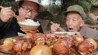 Countryside Recipe & Mukbang | Braised Drumsticks with Eggs