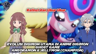 Evolusi Digimon Utama Di Anime Digimon Ghost Game - Angoramon dan Jellymon (Champion)