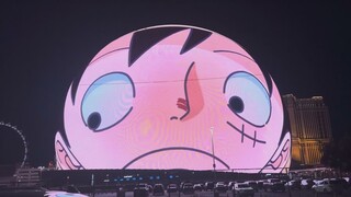 （夜间效果）世界最大球形屏宣传展示海贼王25周年纪念！