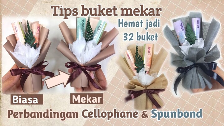 Buket Uang Mini, Tips Buket Mekar Gembul dengan Cellophane & Spunbond | Angpao Lebaran Money Bouquet
