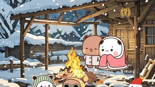 下雪了，来和熊家四口一起烤火吃烤红薯吧～#一二布布#熊熊语#糖糖嘟嘟#治愈 #乡村田园生活 #一二布布日常