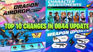 TOP 10 CHANGES IN FREE FIRE AFTER OB44 UPDATE | FREE FIRE NEW UPDATE | OB44 UPDATE FULL DETAILS