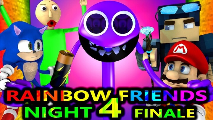 RAINBOW FRIENDS  VS SONIC MARIO BALDI STEVE Roblox CHALLENGE Night 4 Minecraft Animation