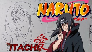 menggambar itachi dari anime Naruto
