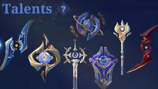 Types of talents and it's cool effects