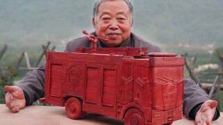 农村爷爷打造榫卯结构消防卡车，上百个零件组装完成，全程无钉子