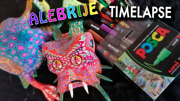 丙烯马克笔画神兽 - 用孔雀绿与高饱和POSCA给墨西哥Alebrije上色有多治愈？