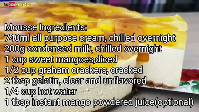 Yummy and smooth Mango Graham Mousse with Jelly | Mango mousse recipe (no bake dessert)