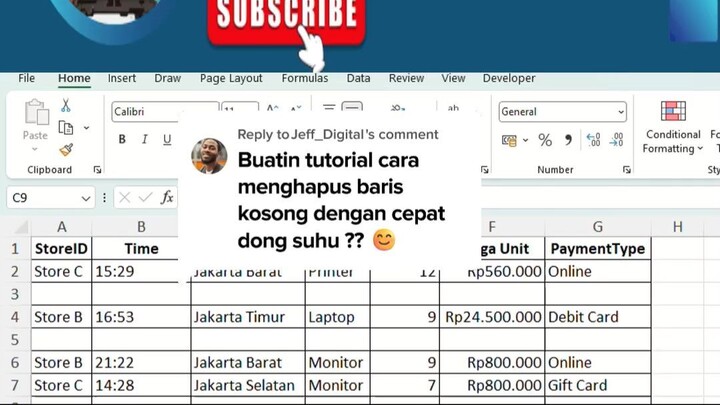 Cara Hapus Baris Kosong Excel Paling Cepat 🔥 #excel #carahapusbariskosong