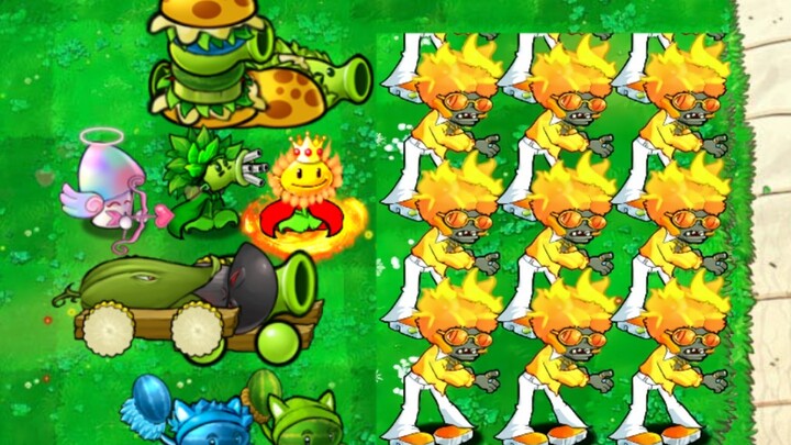 pvz hybrid เวอร์ชัน 100 ต้น vs 45 ซอมบี้ดิสโก้เปลวไฟ
