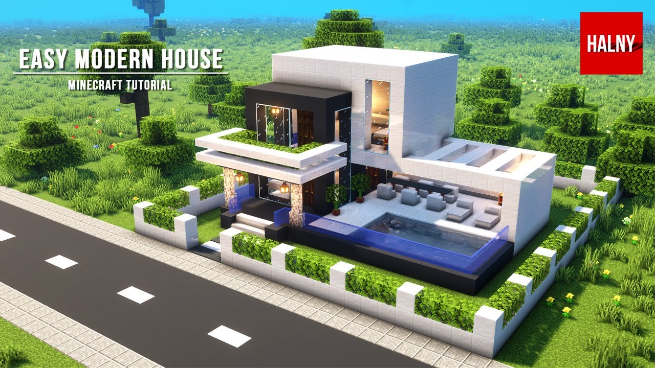 Minecraft: how to build a small & easy modern house tutorial (#25