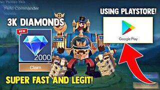 3K DIAMONDS SUPER FAST AND LEGIT USING PLAY STORE! FREE DIAMONDS! HOW? | MOBILE LEGENDS 2023