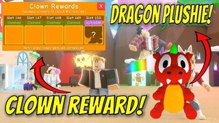 UNLOCKING ALL CLOWN REWARDS AND GETTING DRAGON PLUSHIE IN BUBBLE GUM SIMULATOR