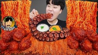 ASMR MUKBANG 해물찜 & 대왕 문어 & 불닭볶음면 FIRE Noodle & Spicy Seafood & Octopus EATING SOUND!