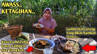 Waw,, SAMBEL KOL GORENG ini, Bikin Kalap Makan, Masak Daun SINGKONG IKAN TONGKOL, Masakan Kampung