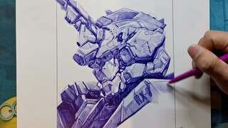 Pena bolpoin yang dilukis dengan tangan unicorn Gundam