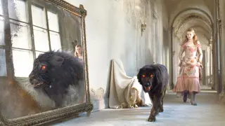 Child Find A Strange Black Dog, But His Image In The Mirror Is A Terrifying Monster !