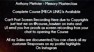 Anthony Metivier  course  - Memory Masterclass download