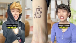 老外纹了个“癌”在手上