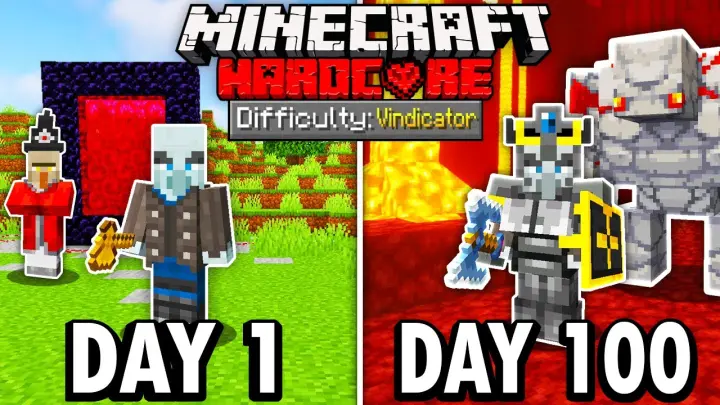 I Survived 100 Days as a VINDICATOR in Hardcore Minecraft... Hereâ€™s What Happened