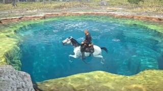التأثيرات التفاعلية للمياه الفيزيائية في Red Dead Redemption 2. على الرغم من أن تكنولوجيا المياه الف