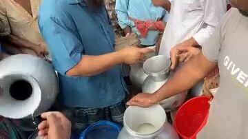 Cow's milk is being sold.