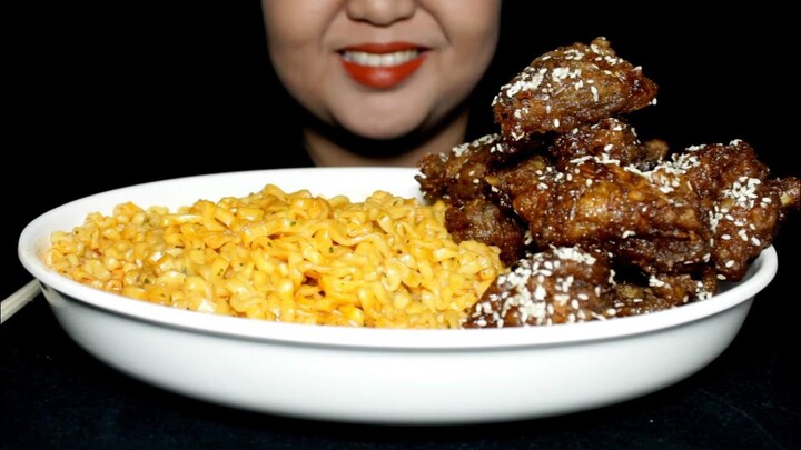 ASMR CARBO FIRE NOODLES//KOREAN FRIED CHICKEN//NO TALKING//MUKBANG