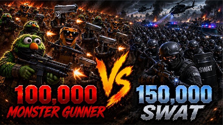 100,000 Monster Gunner vs 150,000 SWAT