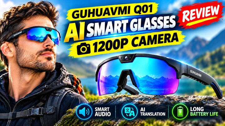 GUHUAVMI Q01 AI Smart Glasses Review: 1200P Camera & AI Translation