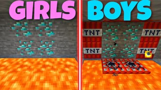 how girls vs boys mine diamonds