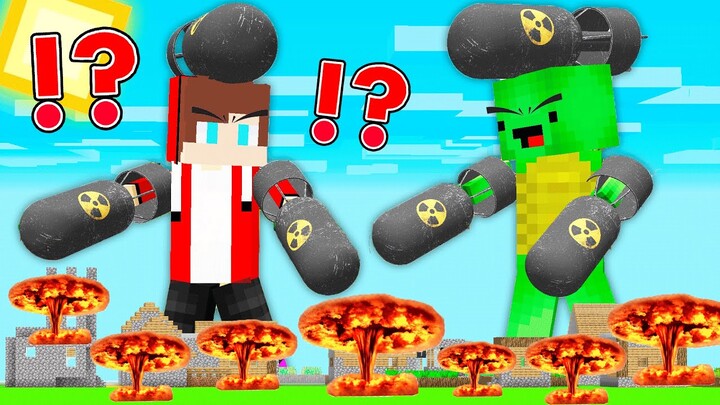 JJ and MIKEY WITH ATOM BOMB HANDS Attacked THE VILLAGE in Minecraft !