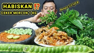 MAKAN CEKER MERCON 1 KG + LALAPAN PETAI MENTAH IKAN ASIN SAMBAL TERASI + LALAPAN GENJER MENTAH