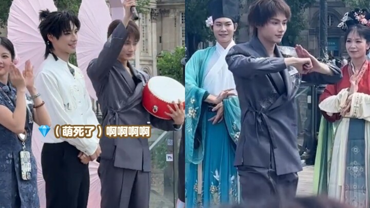 Junni playing the drums is so adorable! Martial arts performance on the streets of Paris draws const