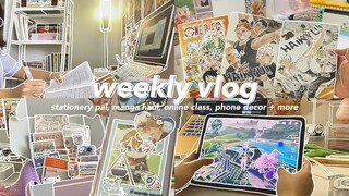 vlog ep. 6 ー stationery pal haul, manga unboxing, start of classes, genshin phone decor + more 🍡🥠