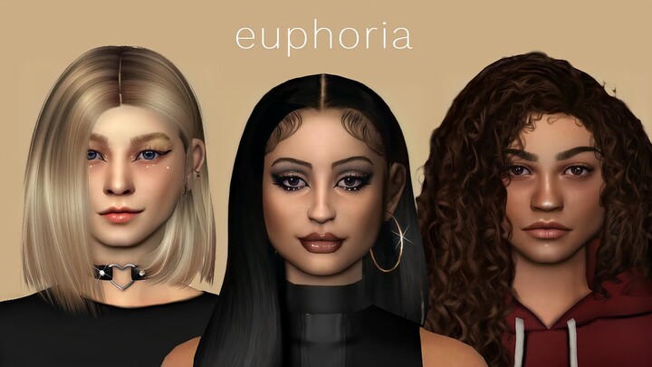 ✨THE SIMS 4 ¦ CAS - Euphoria cast (Rue, Jules, Maddy, Cassie, Kat and Lexi)✨💜 [+FULL CC LIST!]