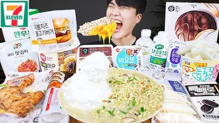 ASMR MUKBANG 편의점 핵불닭 미니!! 떡볶이 & 핫도그 & 치즈 피자 FIRE Noodle & HOT DOG & CHEESE PIZZA EATING SOUND!