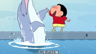 Shin-chan goes to the aquarium for an experience, and viewers who don’t know think he’s a trainer