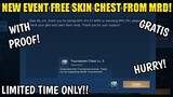 NEW FREE SKIN CHEST FROM MLBB (WITH PROOF) HURRY UP LIMITED TIME ONLY MOBILE LEGENDS 2021