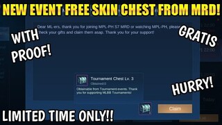 NEW FREE SKIN CHEST FROM MLBB (WITH PROOF) HURRY UP LIMITED TIME ONLY MOBILE LEGENDS 2021