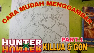 cara yg sangat mudah membuat sketsa gambar anime HUNTER X HUNTER, tinggal sat set aza , part.1