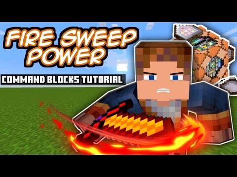 How to make a Fire Sword Sweep Power in Minecraft【Command Blocks】