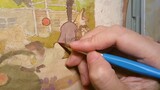 [Màu nước *c] Được vẽ trên bánh tráng, một khung nhỏ trong phim hoạt hình bốn khung