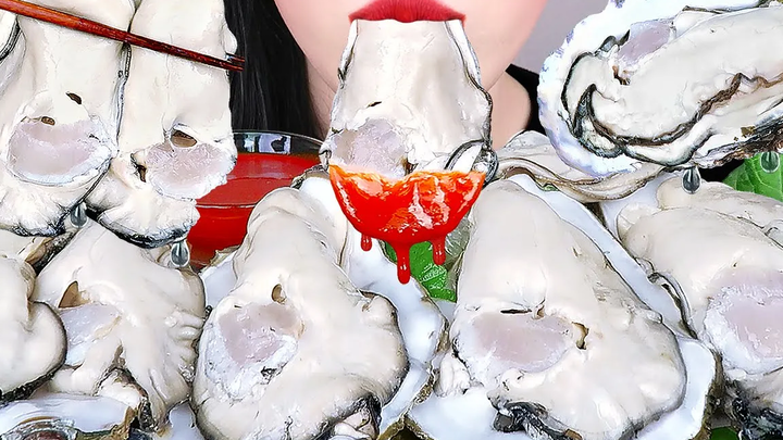 ASMR RAW OYSTERS GIANT FRESH SEAFOOD EATING MUKBNAG&HOW TO OPEN OYSTER (ไม่ต้องกินHONGYU ASMR