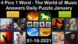 4 Pics 1 Word - The World of Music - 16 January 2021 - Answer Daily Puzzle + Daily Bonus Puzzle